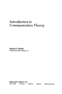 Introduction to Communication Theory