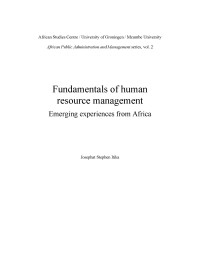 Fundamentals of human resource management: Emerging experiences from Africa