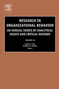 Research in organizational behavior an annual series of analytical essays and critical reviews, Vol.26