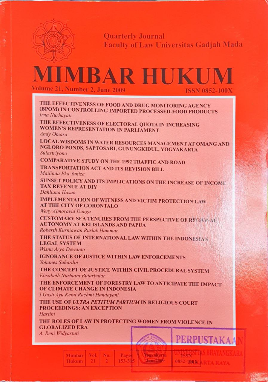 Mimbar Hukum, Volume 21, Number 2, June 2009