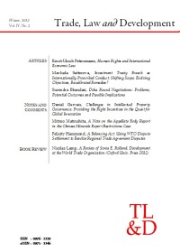 Trade, law, and Development. Volume 4, Number 2, 2012