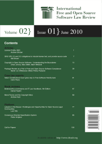 International free and open source software law review, Volume 02, Issue 01, June 2010