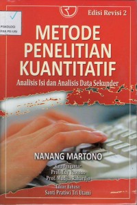 Metode penelitian kuantitatif : analisis isi dan analisis data sekunder