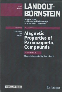 Magnetic properties of paramagnetic compounds subvolume B magnatec suscepbility data part 2